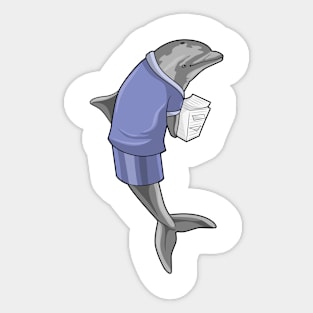 Dolphin as Secretary with Stack of paper Sticker